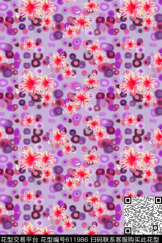 水彩滴水彩笔触植物花卉数码印花华亿平台下载（图片编号: 611986） - 瓦栏（Walan）