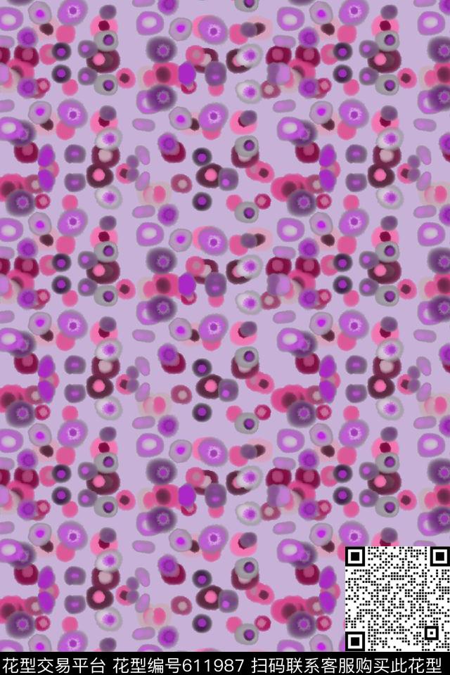 水彩滴水彩笔触植物花卉数码印花华亿平台下载（图片编号: 611987） - 瓦栏（Walan）