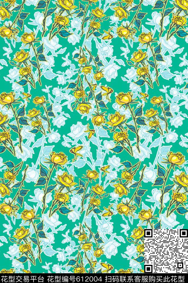碎碎花卉植物花卉风格花卉数码印花华亿平台下载（图片编号: 612004） - 瓦栏（Walan）
