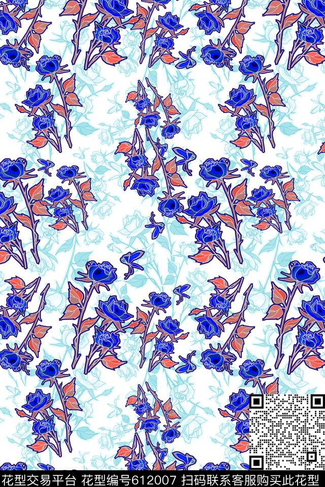 碎碎花卉植物花卉风格花卉数码印花华亿平台下载（图片编号: 612007） - 瓦栏（Walan）