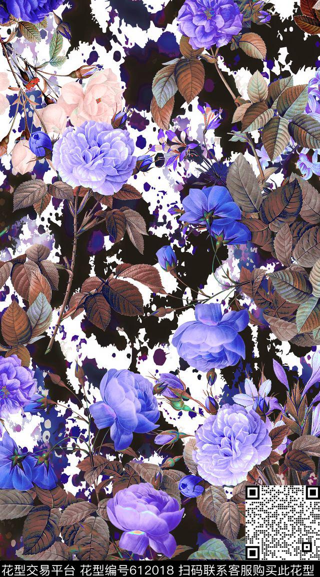 玫瑰花朵花卉数码印花华亿平台下载（图片编号: 612018） - 瓦栏（Walan）