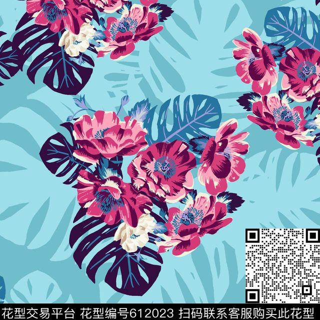 大花花卉花朵传统印花华亿平台下载（图片编号: 612023） - 瓦栏（Walan）