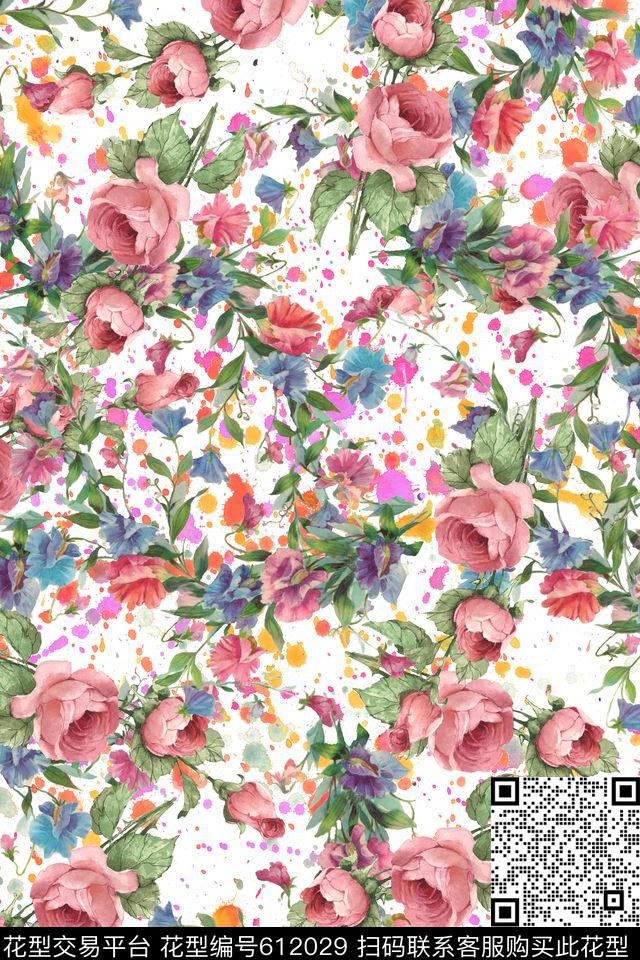 花卉水彩小碎花数码印花华亿平台下载（图片编号: 612029） - 瓦栏（Walan）