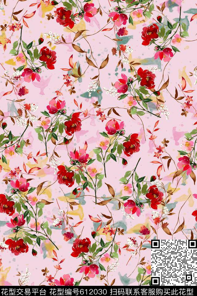 水彩花卉小碎花数码印花华亿平台下载（图片编号: 612030） - 瓦栏（Walan）