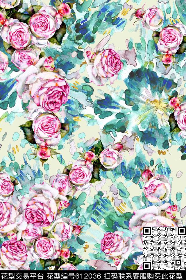 水彩花卉小碎花数码印花华亿平台下载（图片编号: 612036） - 瓦栏（Walan）