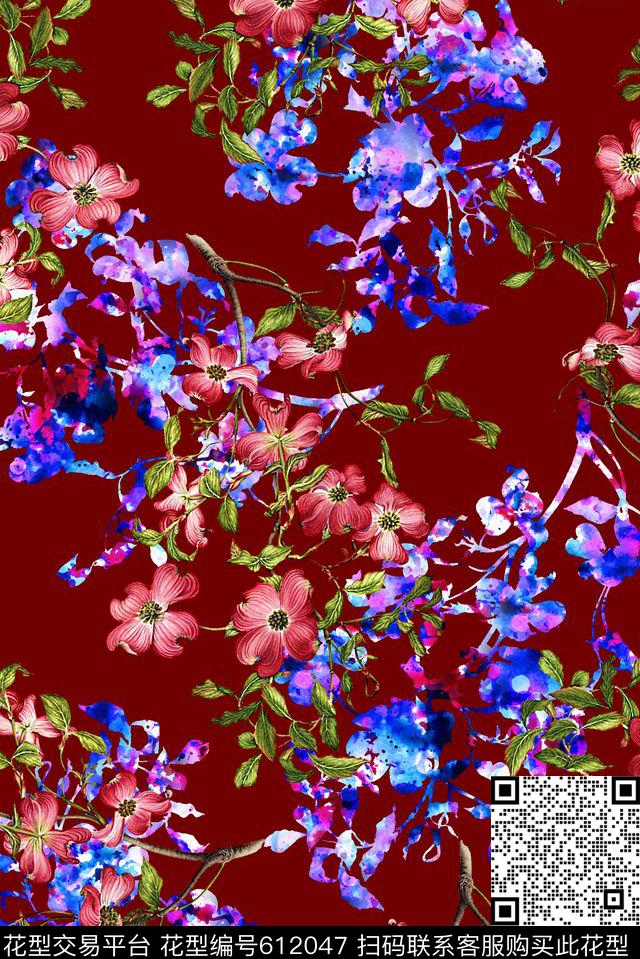 时尚大牌女装裙子印花抽象渐变纹理花卉时尚大牌中国风印花数码印花华亿平台下载（图片编号: 612047） - 瓦栏（Walan）
