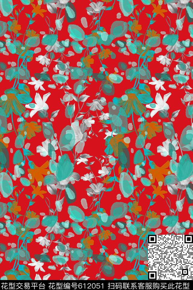 植物花卉碎碎花卉风格花卉数码印花华亿平台下载（图片编号: 612051） - 瓦栏（Walan）