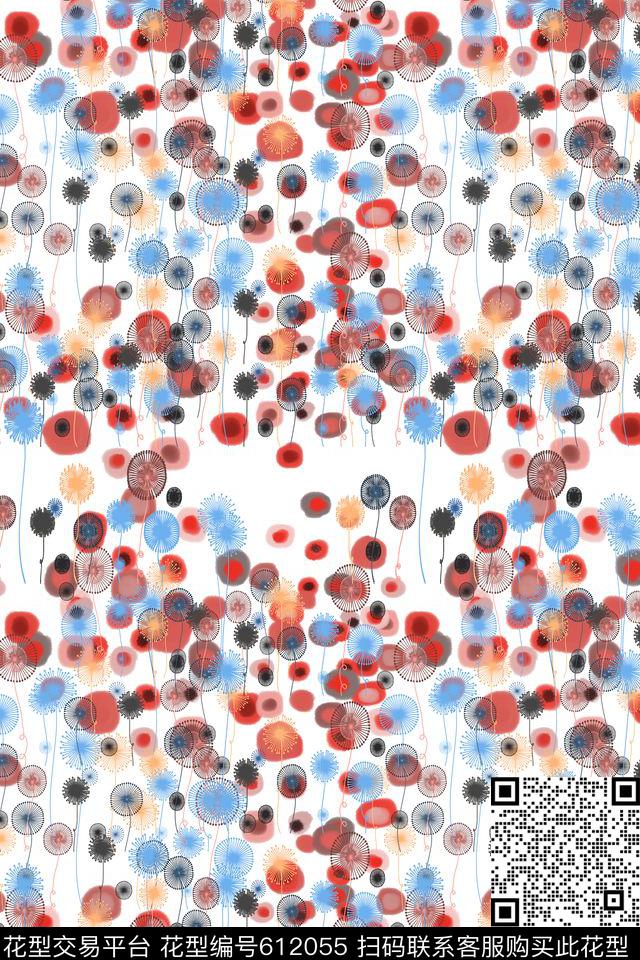 碎碎花卉水彩滴植物花卉数码印花华亿平台下载（图片编号: 612055） - 瓦栏（Walan）