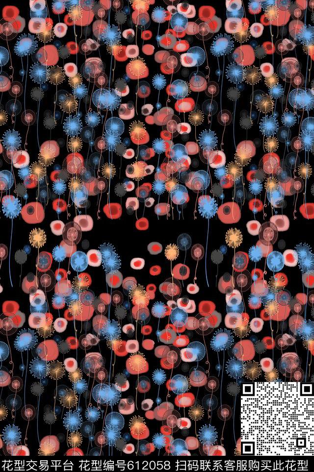 碎碎花卉水彩滴植物花卉数码印花华亿平台下载（图片编号: 612058） - 瓦栏（Walan）