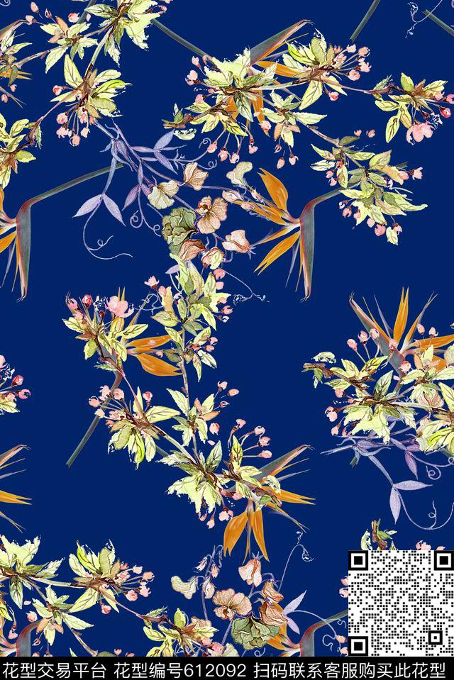 时尚手绘小碎花印花时尚女装裙子印花时尚大牌中国风印花数码印花华亿平台下载（图片编号: 612092） - 瓦栏（Walan）