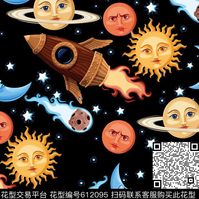 卡通宇宙星空太阳火星数码印花华亿平台下载（图片编号: 612095） - 瓦栏（Walan）