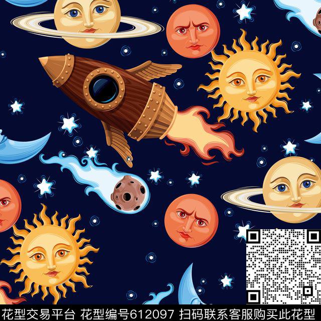 卡通宇宙星空太阳火星数码印花华亿平台下载（图片编号: 612097） - 瓦栏（Walan）