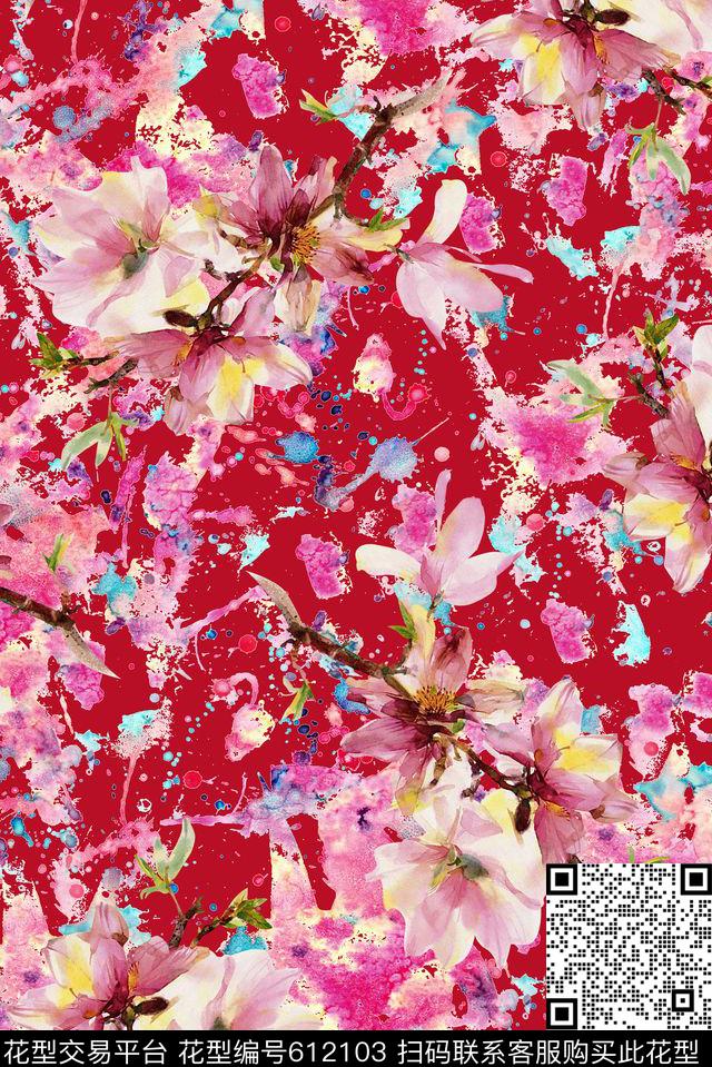 时尚手绘水彩画时尚女装裙子印花抽象渐变纹理印花数码印花华亿平台下载（图片编号: 612103） - 瓦栏（Walan）