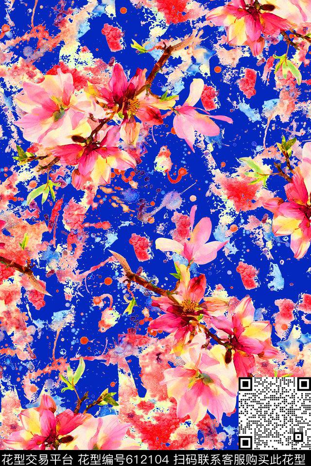 时尚手绘水彩画时尚女装裙子印花抽象渐变纹理印花数码印花华亿平台下载（图片编号: 612104） - 瓦栏（Walan）