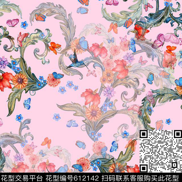 花朵大花花卉数码印花华亿平台下载（图片编号: 612142） - 瓦栏（Walan）