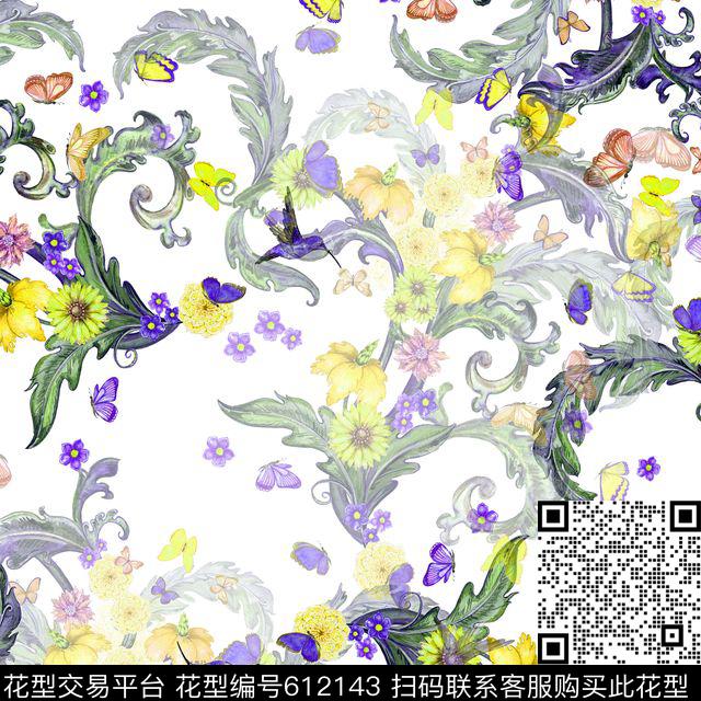 花朵大花花卉数码印花华亿平台下载（图片编号: 612143） - 瓦栏（Walan）
