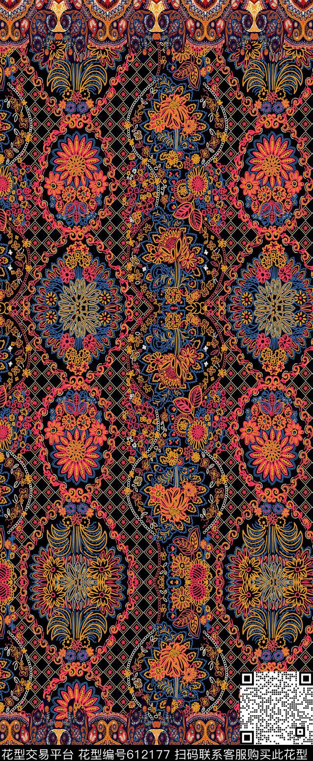 定位民族复古数码印花华亿平台下载（图片编号: 612177） - 瓦栏（Walan）