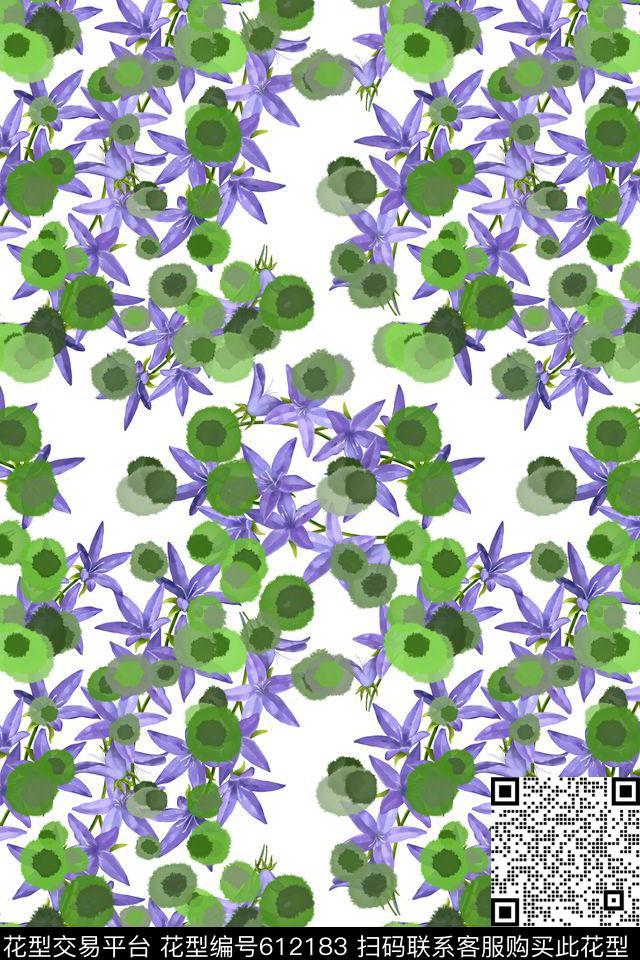 碎碎花卉风格花卉水彩滴数码印花华亿平台下载（图片编号: 612183） - 瓦栏（Walan）