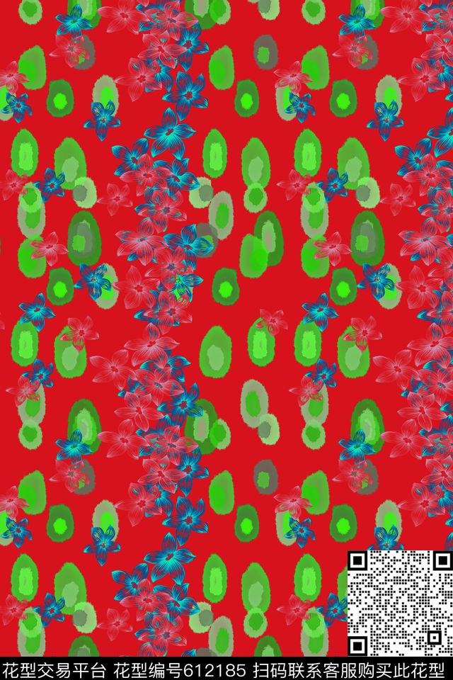 风格花卉碎碎花卉水彩滴数码印花华亿平台下载（图片编号: 612185） - 瓦栏（Walan）