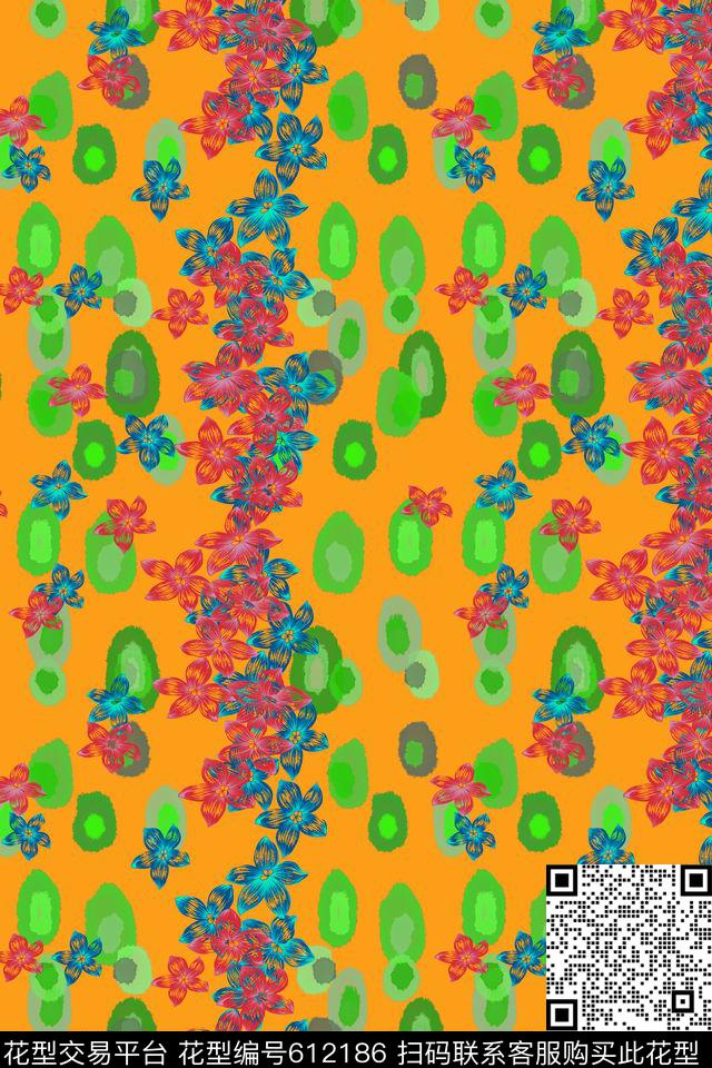 风格花卉碎碎花卉水彩滴数码印花华亿平台下载（图片编号: 612186） - 瓦栏（Walan）