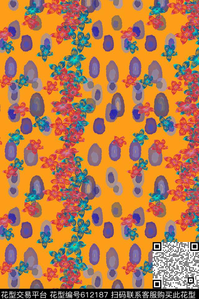 风格花卉碎碎花卉水彩滴数码印花华亿平台下载（图片编号: 612187） - 瓦栏（Walan）