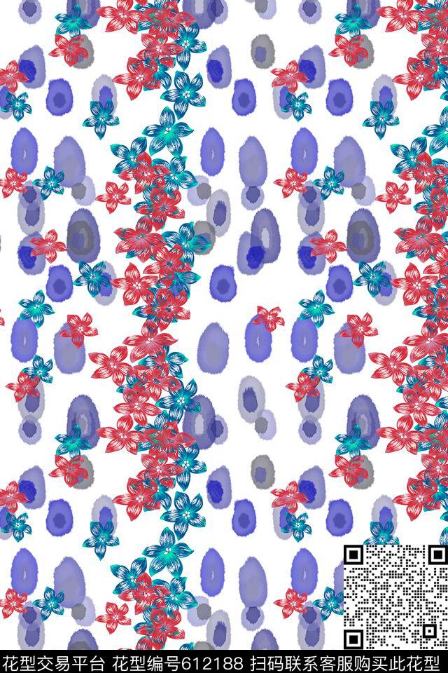 风格花卉碎碎花卉水彩滴数码印花华亿平台下载（图片编号: 612188） - 瓦栏（Walan）