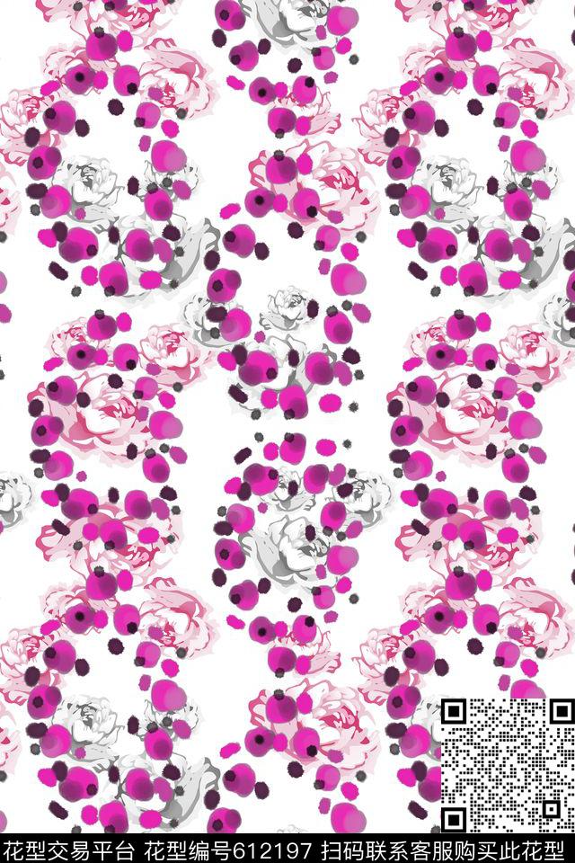 碎碎花卉风格花卉水彩滴数码印花华亿平台下载（图片编号: 612197） - 瓦栏（Walan）