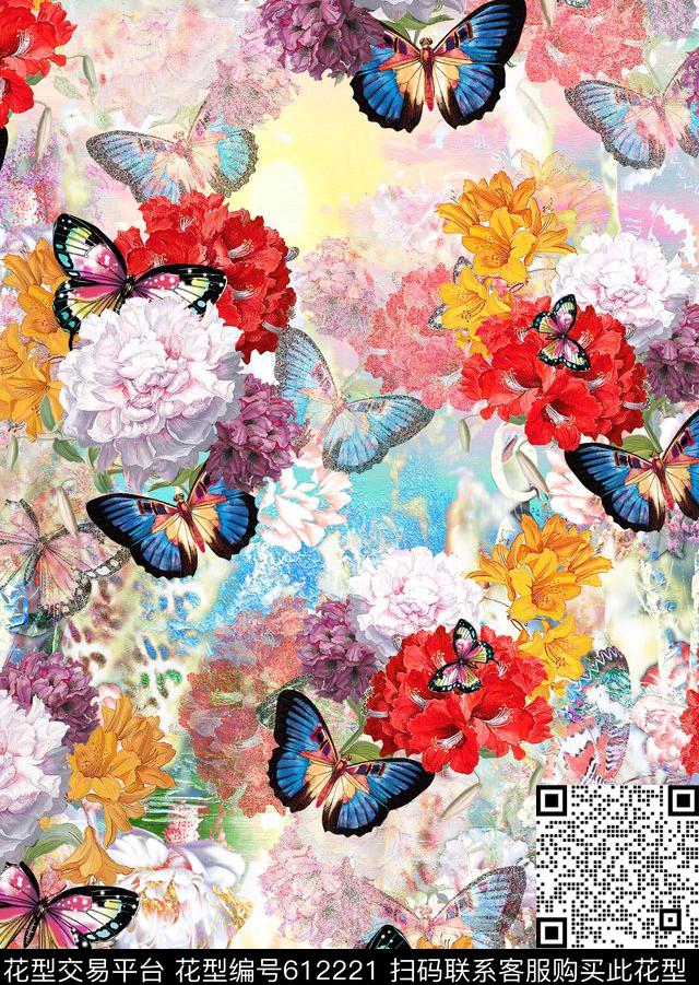 欧美时尚小碎花玫瑰数码印花华亿平台下载（图片编号: 612221） - 瓦栏（Walan）