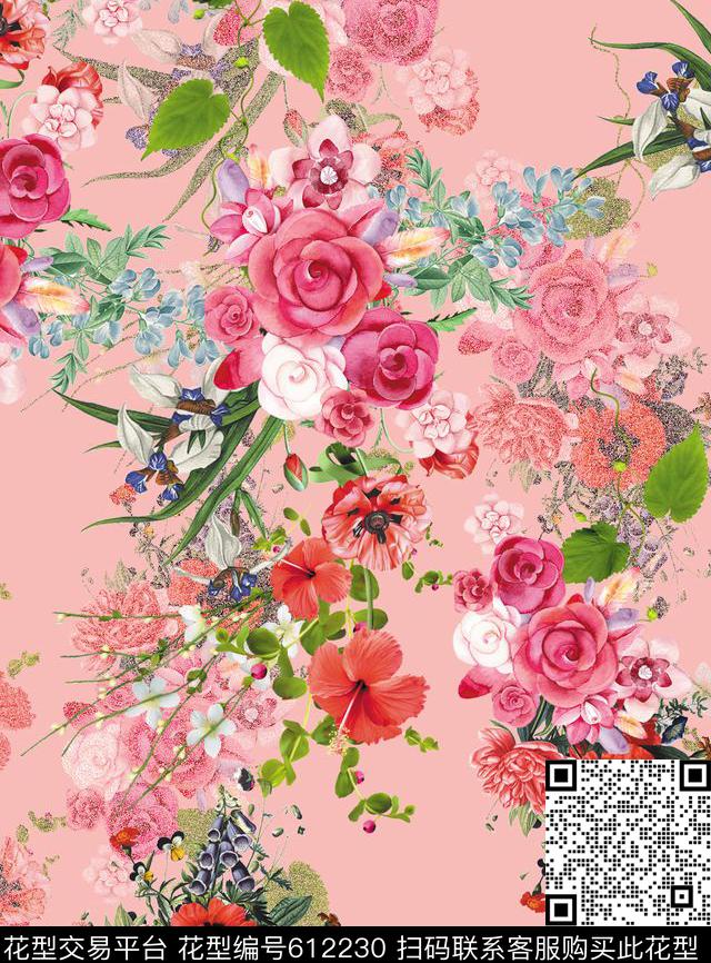 小碎花幻彩欧美时尚数码印花华亿平台下载（图片编号: 612230） - 瓦栏（Walan）
