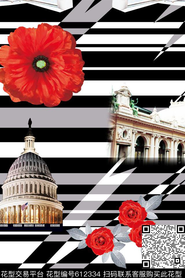 最新欧美几何建筑数码印花华亿平台下载（图片编号: 612334） - 瓦栏（Walan）