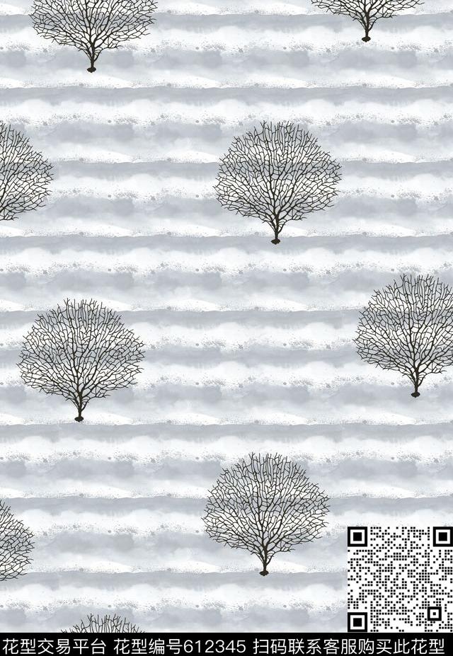 肌理树抽象数码印花华亿平台下载（图片编号: 612345） - 瓦栏（Walan）