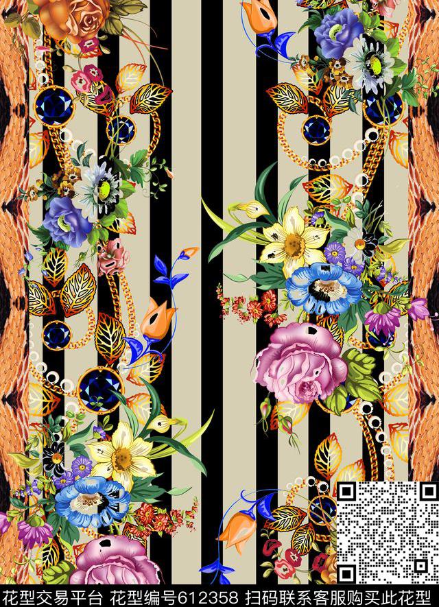 定位条形蛇纹数码印花华亿平台下载（图片编号: 612358） - 瓦栏（Walan）