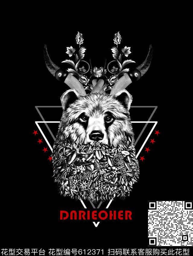 熊角几何结构数码印花华亿平台下载（图片编号: 612371） - 瓦栏（Walan）