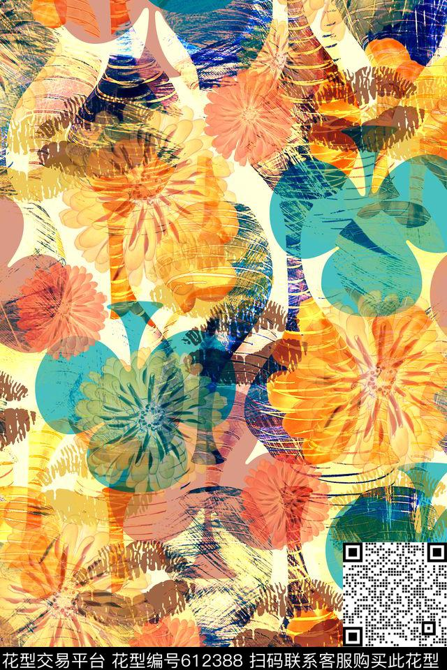 花卉大花花朵数码印花华亿平台下载（图片编号: 612388） - 瓦栏（Walan）