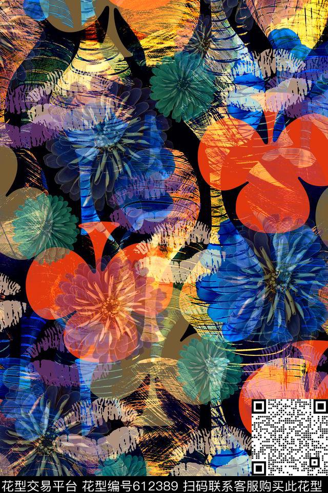花卉大花花朵数码印花华亿平台下载（图片编号: 612389） - 瓦栏（Walan）