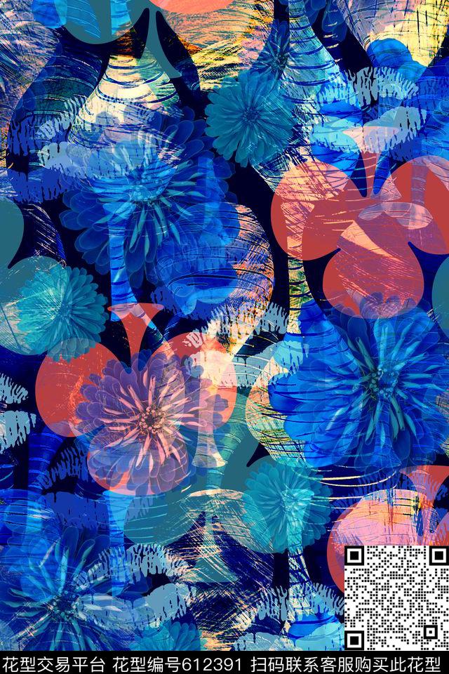 花卉大花花朵数码印花华亿平台下载（图片编号: 612391） - 瓦栏（Walan）