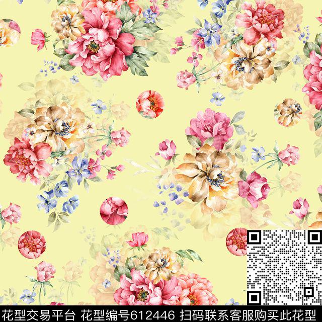 百合玫瑰花卉传统印花华亿平台下载（图片编号: 612446） - 瓦栏（Walan）