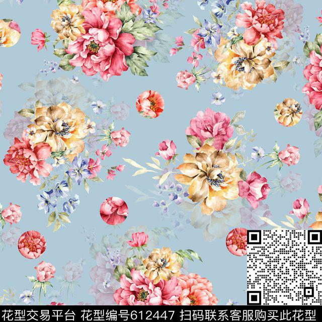 百合玫瑰花卉传统印花华亿平台下载（图片编号: 612447） - 瓦栏（Walan）