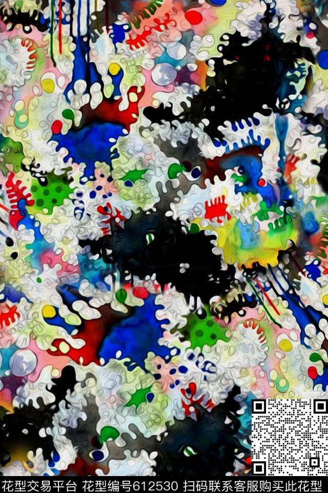 创意休闲手绘数码印花华亿平台下载（图片编号: 612530） - 瓦栏（Walan）