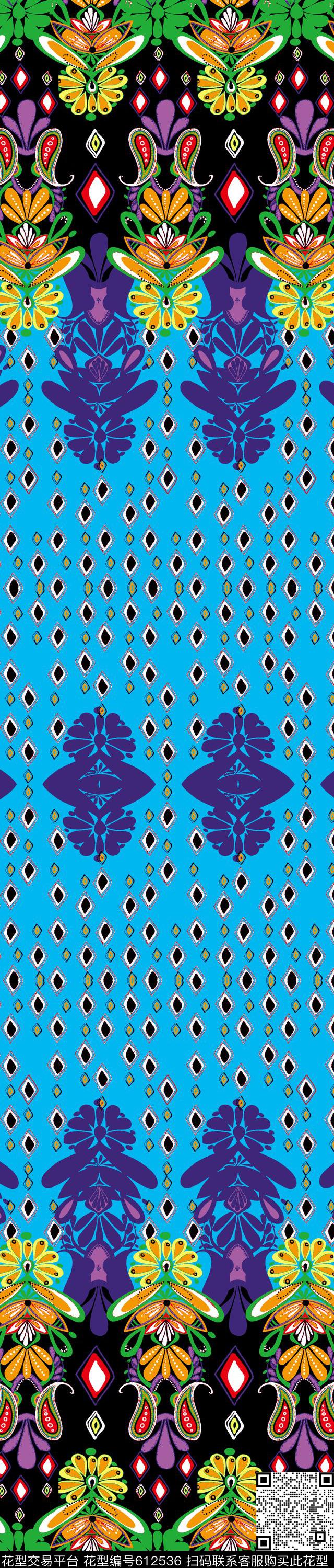 民族风双边定位印花波西米亚传统印花华亿平台下载（图片编号: 612536） - 瓦栏（Walan）