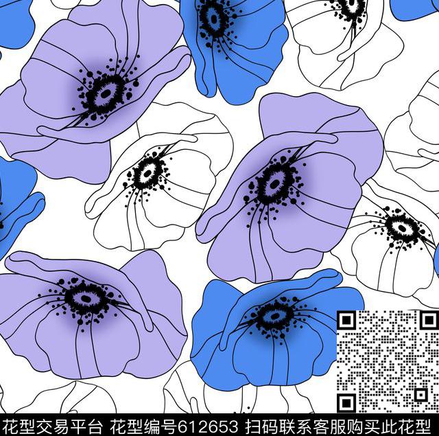 手绘线条大南瓜花华亿平台2017年春夏女装裙装华亿平台抽象线条彩绘花卉传统印花华亿平台下载（图片编号: 612653） - 瓦栏（Walan）