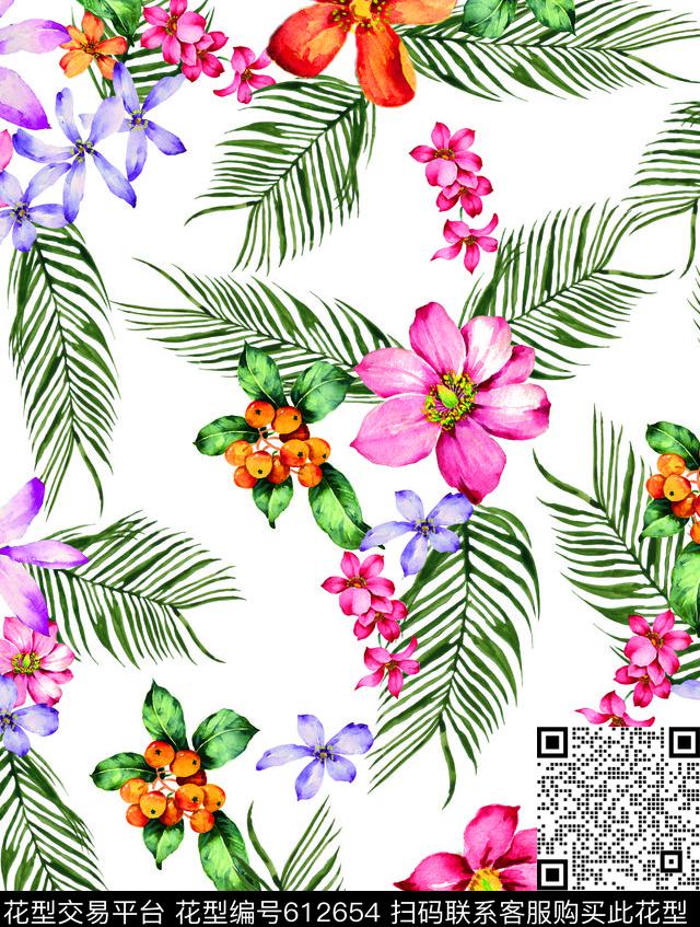 手绘线条花卉渐变华亿平台2017年春夏女装裙装华亿平台线条彩绘花卉传统印花华亿平台下载（图片编号: 612654） - 瓦栏（Walan）