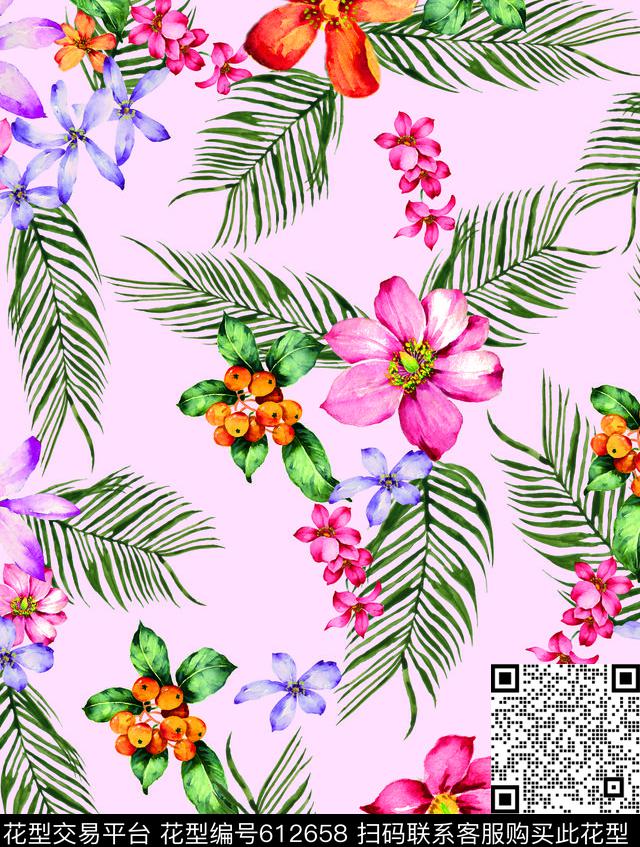 手绘线条花卉渐变华亿平台2017年春夏女装裙装华亿平台线条彩绘花卉传统印花华亿平台下载（图片编号: 612658） - 瓦栏（Walan）