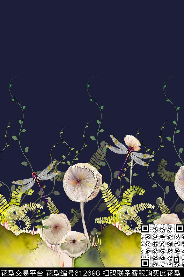 抽象几何清爽梦幻艺术平底立体手绘满版最新高清数码蕾丝民族中国风绣花珠宝肌理时尚潮

流大牌复古欧美风植物花卉蜻蜓女装长裙数码印花华亿平台下载（图片编号: 612698） - 瓦栏（Walan）