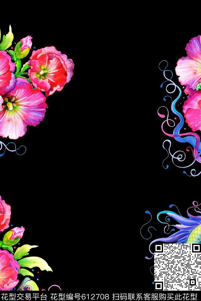 2017年春夏女装华亿平台2017年春夏女装手绘花卉手绘鱼华亿平台数码印花华亿平台下载（图片编号: 612708） - 瓦栏（Walan）