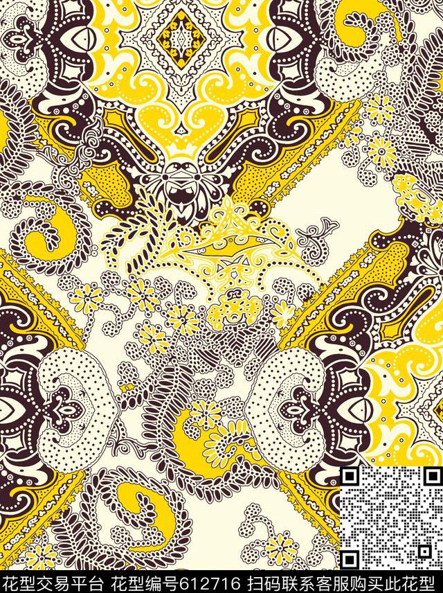 波西米亚佩斯利Fei-女装传统印花华亿平台下载（图片编号: 612716） - 瓦栏（Walan）