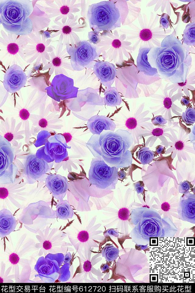 花卉玫瑰月季数码印花华亿平台下载（图片编号: 612720） - 瓦栏（Walan）