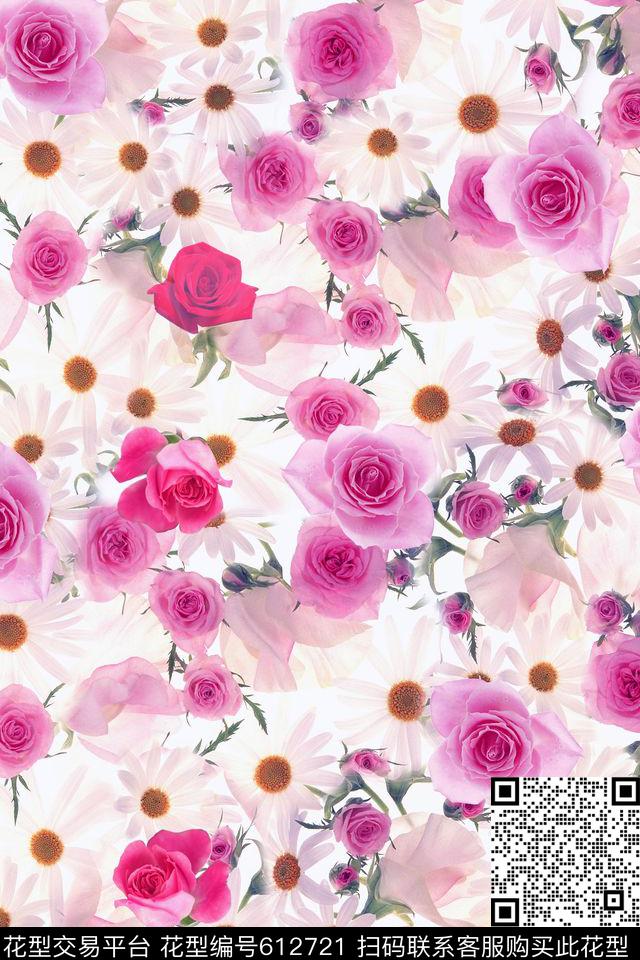 花卉玫瑰月季数码印花华亿平台下载（图片编号: 612721） - 瓦栏（Walan）
