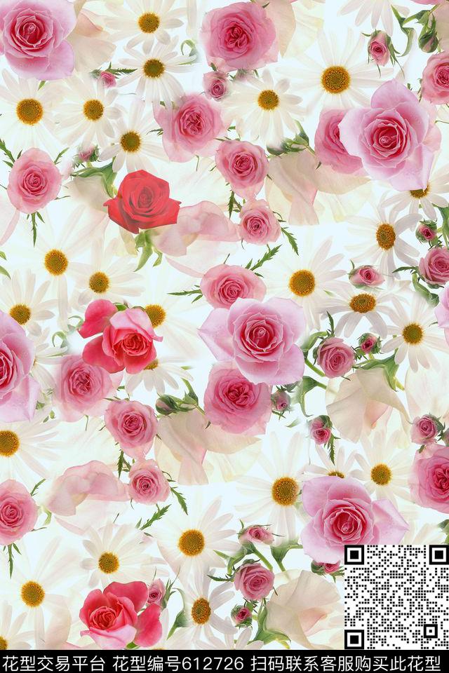花卉玫瑰月季数码印花华亿平台下载（图片编号: 612726） - 瓦栏（Walan）