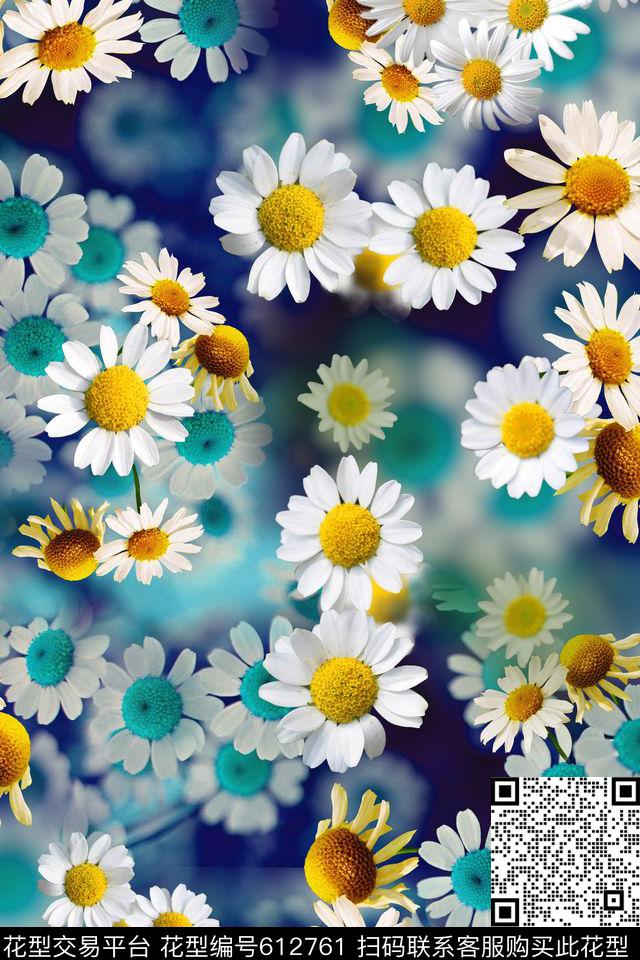 花卉雏菊小花数码印花华亿平台下载（图片编号: 612761） - 瓦栏（Walan）